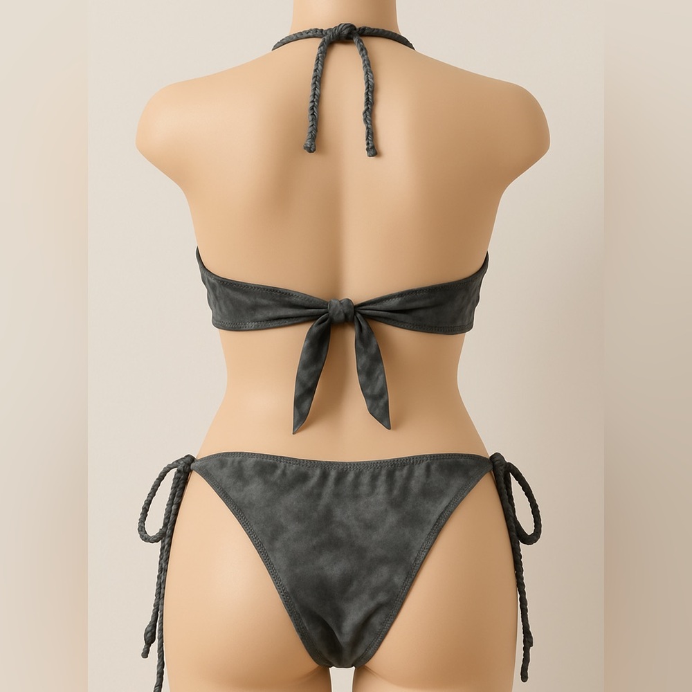 All Saints Black Textured Bikini Set SMALL bottom, MEDIUM top - Picture 3 of 6